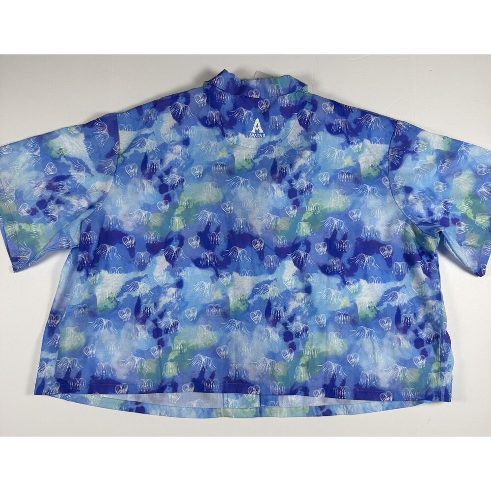 Avatar Way of Water Womens Button Up Camp Shirt Woodsprite Print Plus 3X - Picture 6 of 7